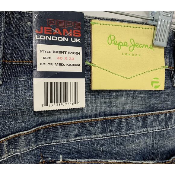 Pepe Blue Jeans Brent Med Carma 40 x 33 Made in London UK NEW - Picture 10 of 11